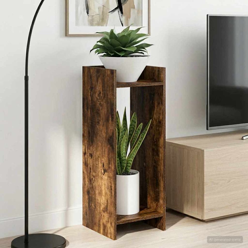 vidaXL Växtställ med hylla Rökt Ek 30 x 30 x 80 cm Konstruerat trä