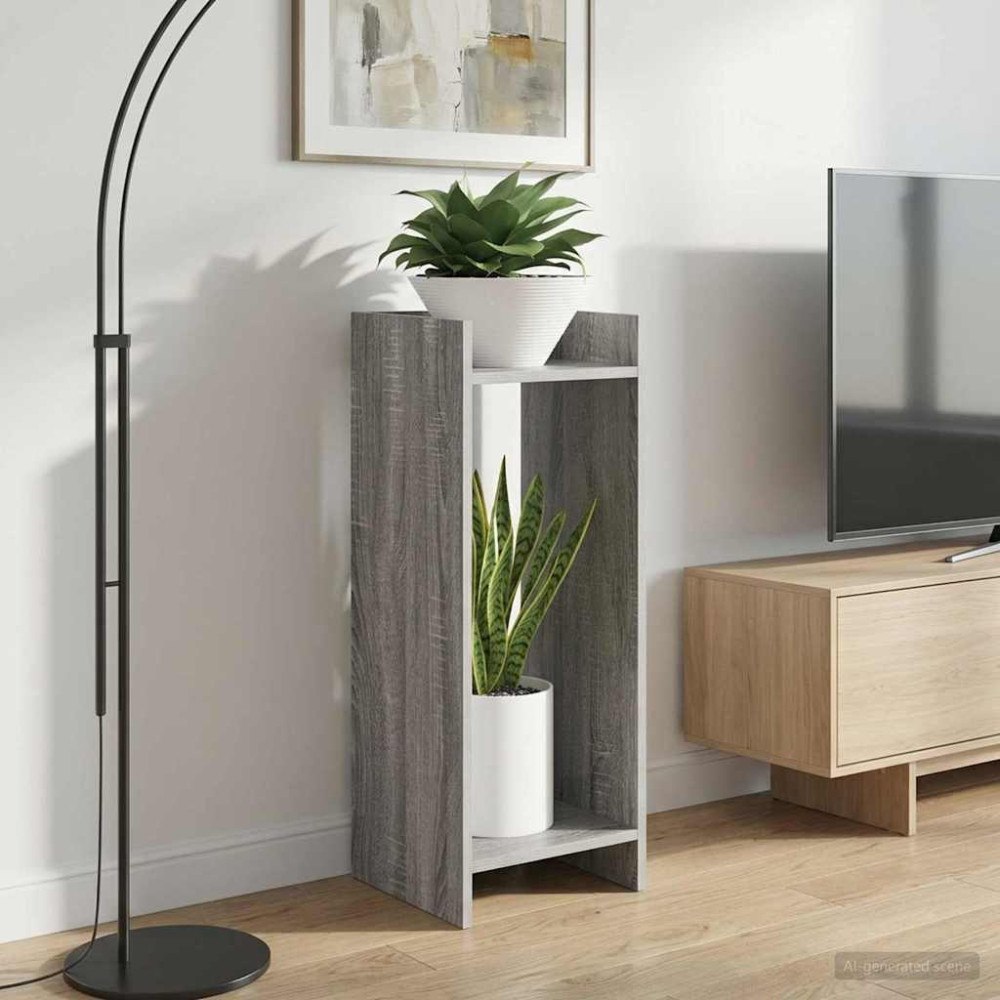 vidaXL Växtställ med hylla Grå Sonoma 30 x 30 x 80 cm Konstruerat trä