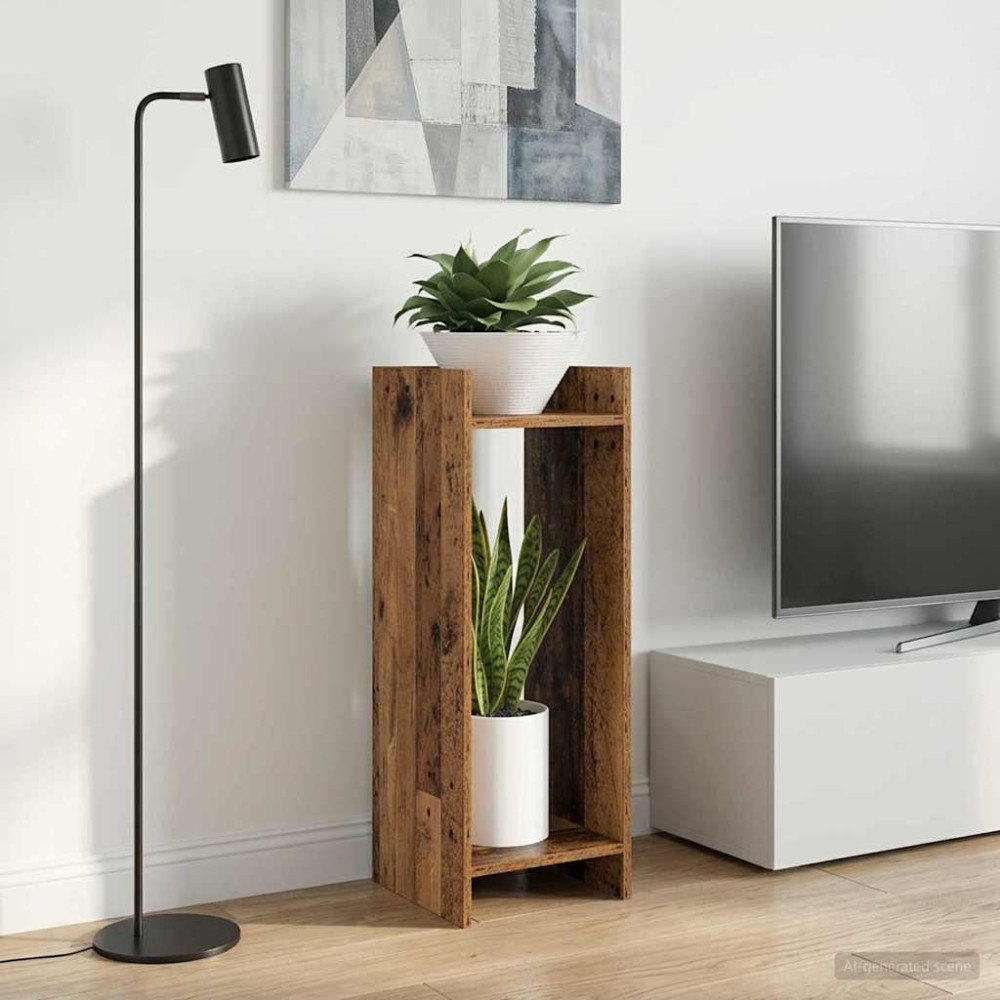 vidaXL Växtställ med hylla Gammalt trä 30 x 30 x 80 cm Konstruerat trä