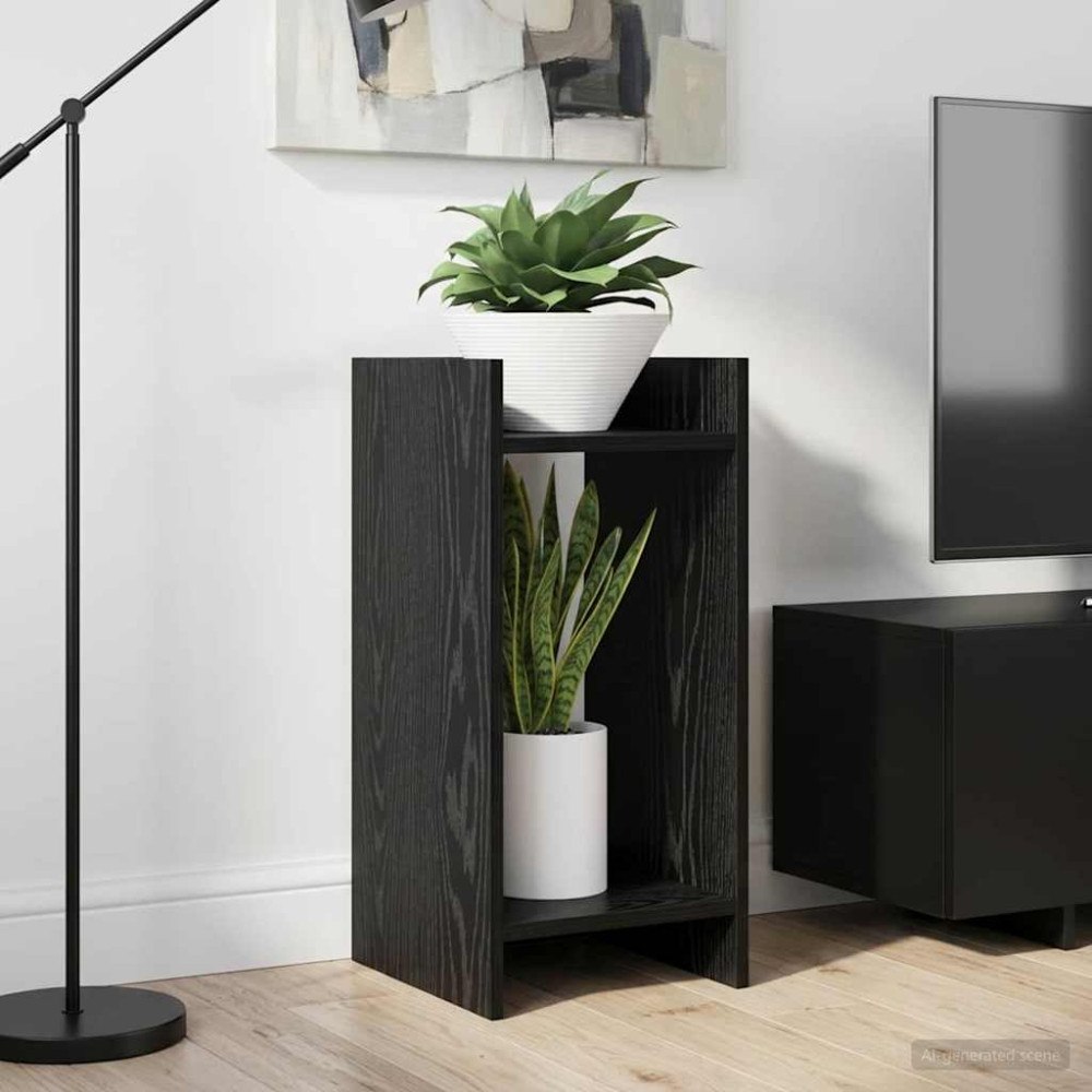 vidaXL Växtställ med hylla Svart Ek 30 x 30 x 60 cm Konstruerat trä