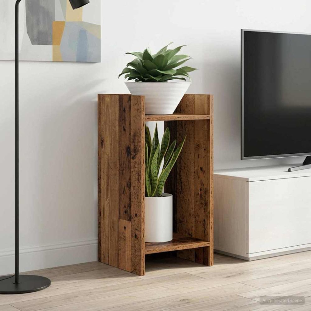 vidaXL Växtställ med hylla Gammalt trä 30 x 30 x 60 cm Konstruerat trä