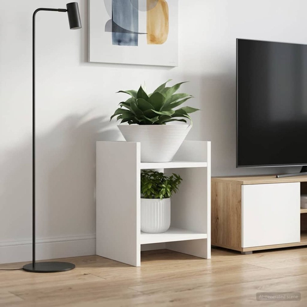 vidaXL Växtställ med hylla Vit 30 x 30 x 40 cm Konstruerat trä