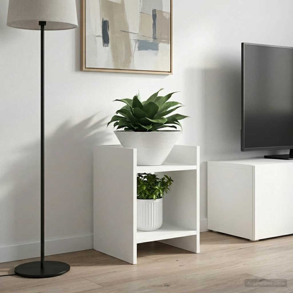 vidaXL Växtställ med hylla 2 pcs Vit 30 x 30 x 40 cm Konstruerat trä