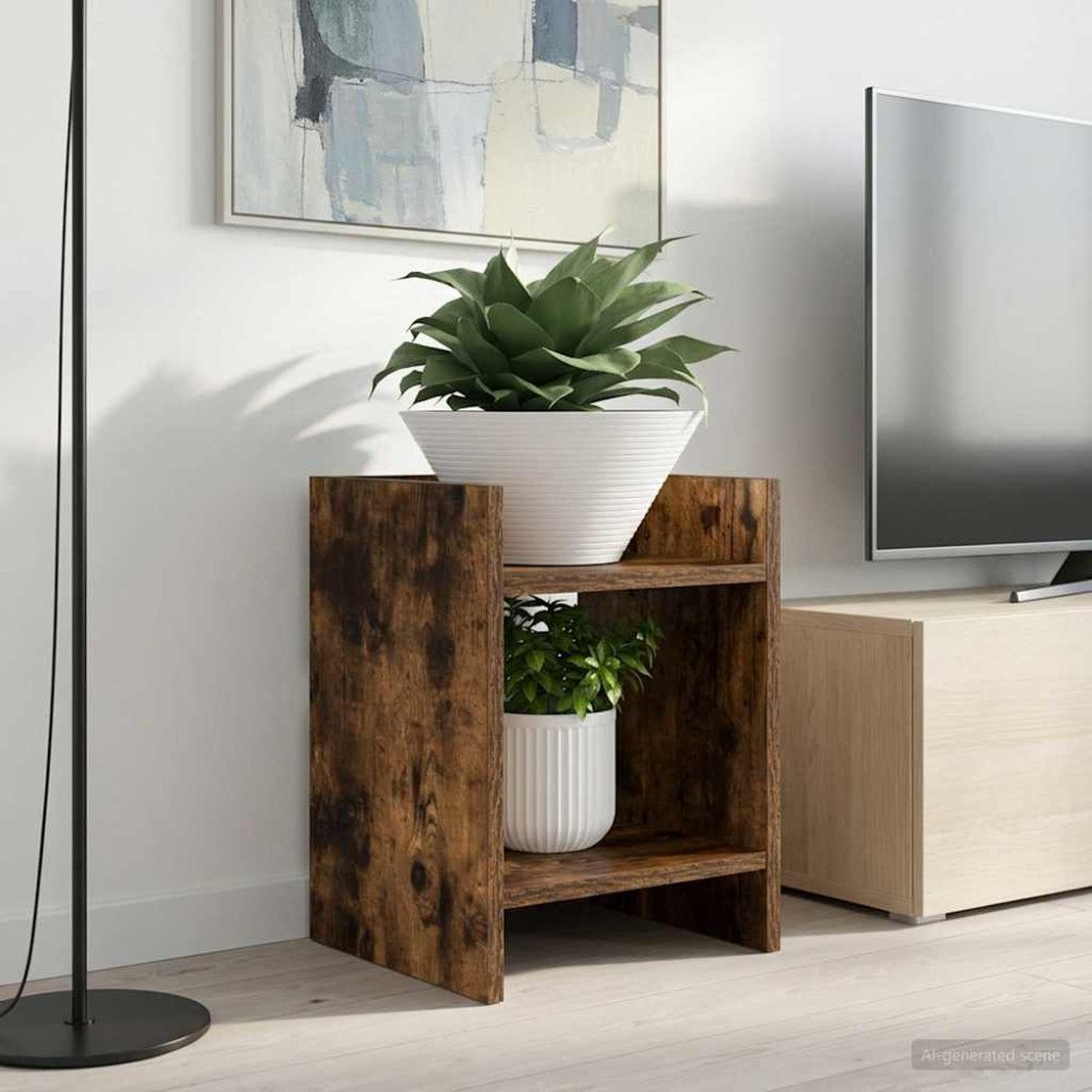 vidaXL Växtställ med hylla Rökt Ek 30 x 30 x 40 cm Konstruerat trä