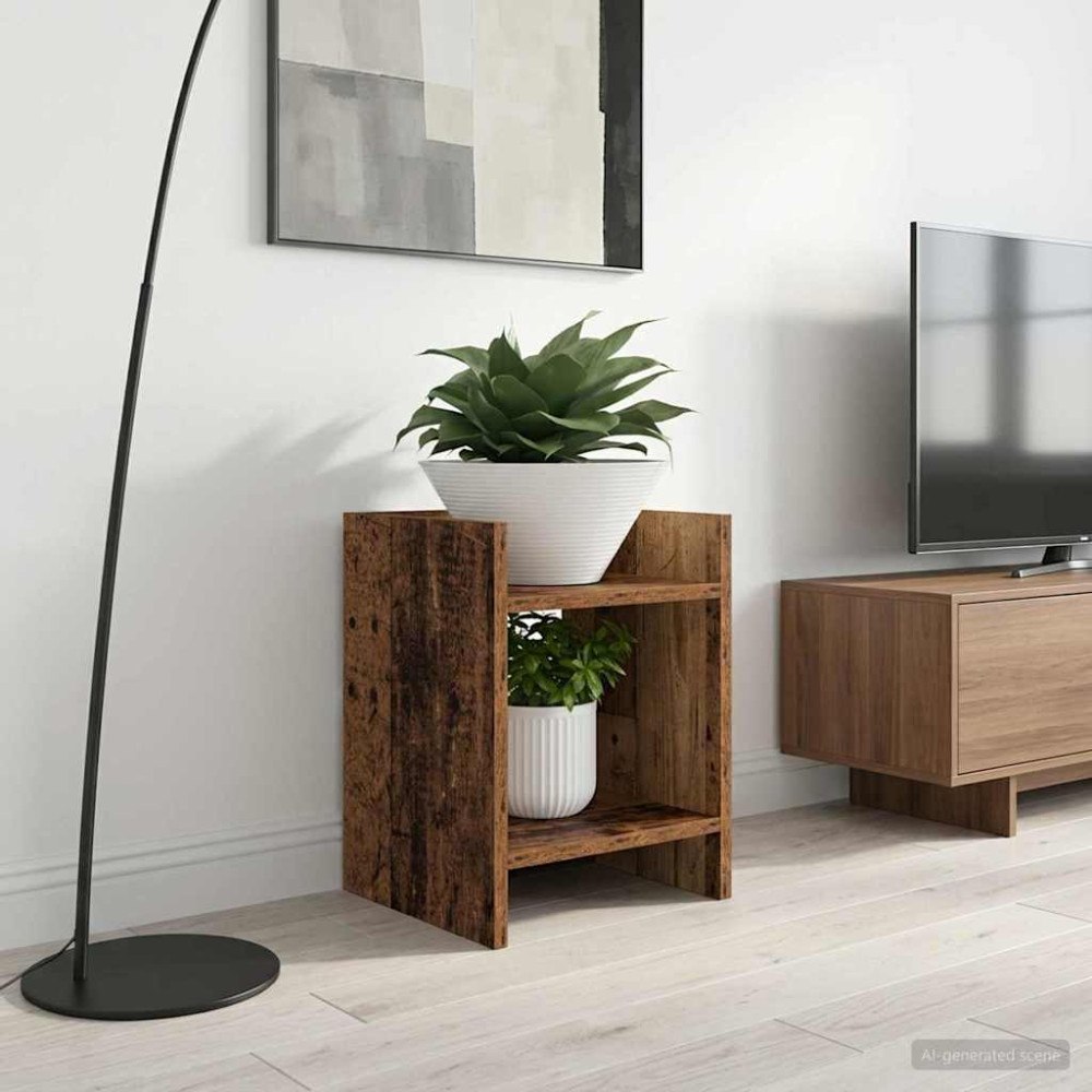 vidaXL Växtställ med hylla Gammalt trä 30 x 30 x 40 cm Konstruerat trä