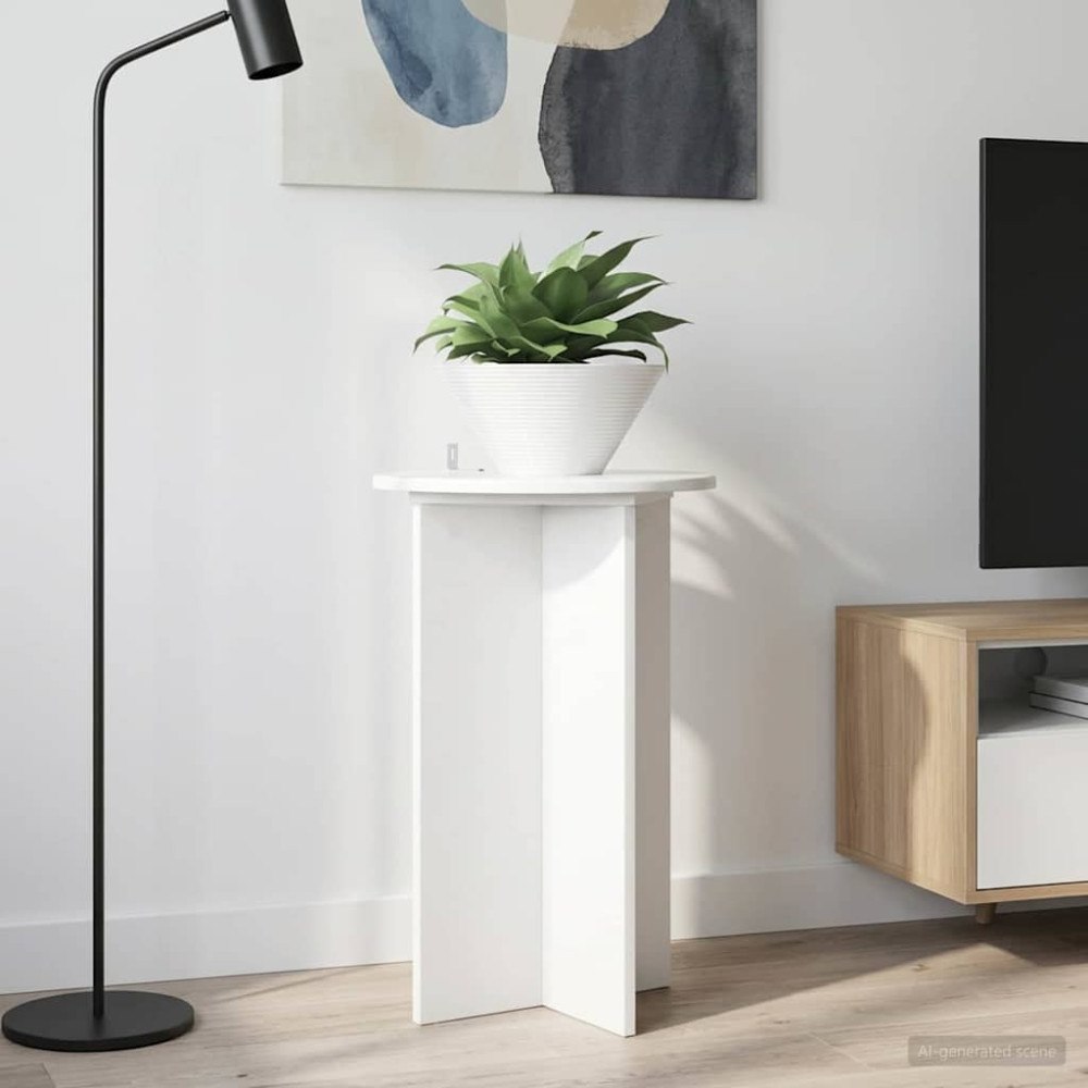 vidaXL Växtställ 2 pcs Vit högglans Ø40 x 60 cm Konstruerat trä