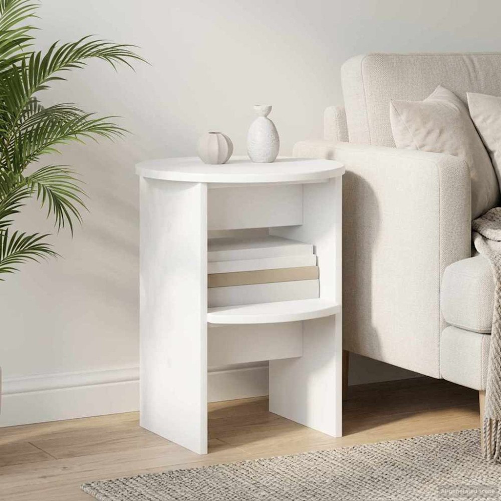 vidaXL Sidokabinett Vit Ø40 x 50 cm Konstruerat trä