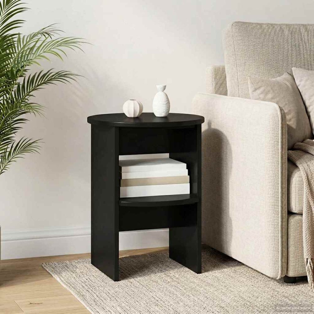 vidaXL Sidokabinett Svart Ø40 x 50 cm Konstruerat trä