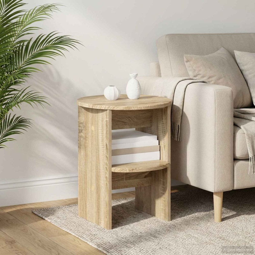 vidaXL Sidokabinett 2 pcs Sonoma-ek Ø40 x 50 cm Konstruerat trä