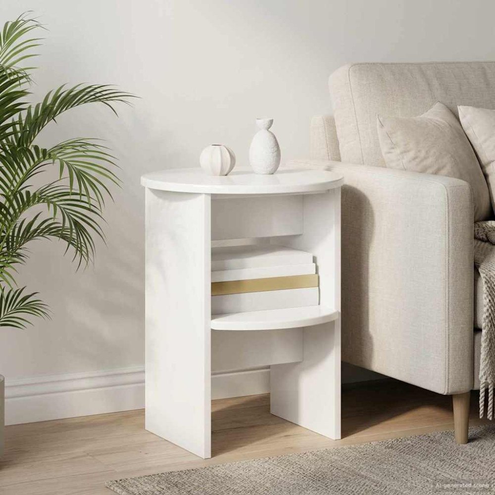 vidaXL Sidokabinett 2 pcs Högblank Vit Ø40 x 50 cm Konstruerat trä