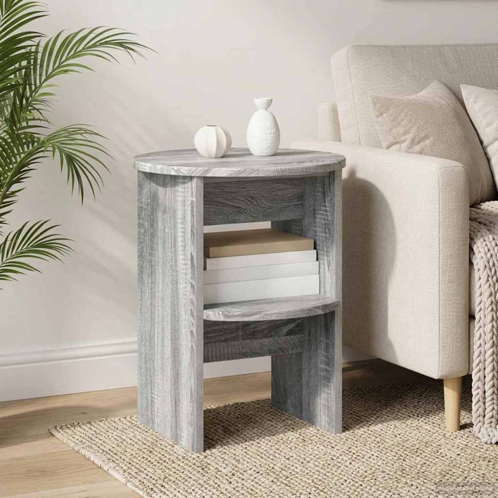 vidaXL Sidokabinett 2 pcs Grå Sonoma Ø40 x 50 cm Konstruerat trä