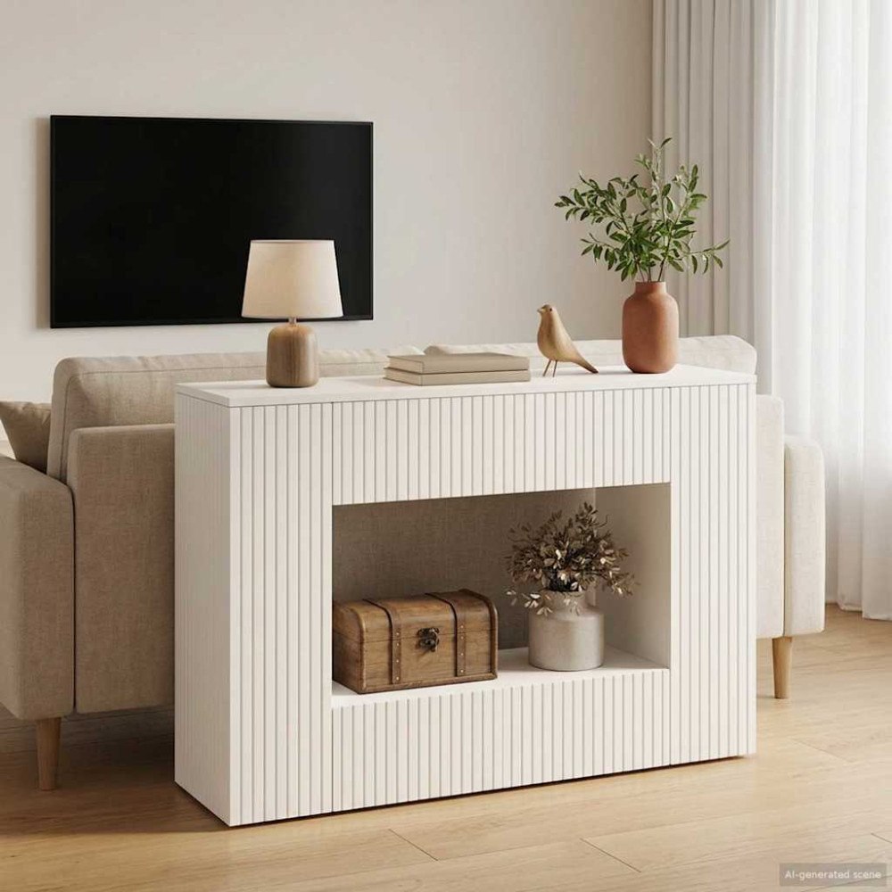 vidaXL Konsolbord Randig Vit 101 x 29 x 74 cm Konstruerat trä