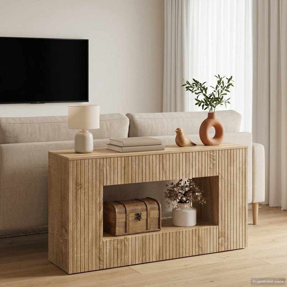 vidaXL Konsolbord Randig Sonoma-ek 101 x 29 x 74 cm Konstruerat trä