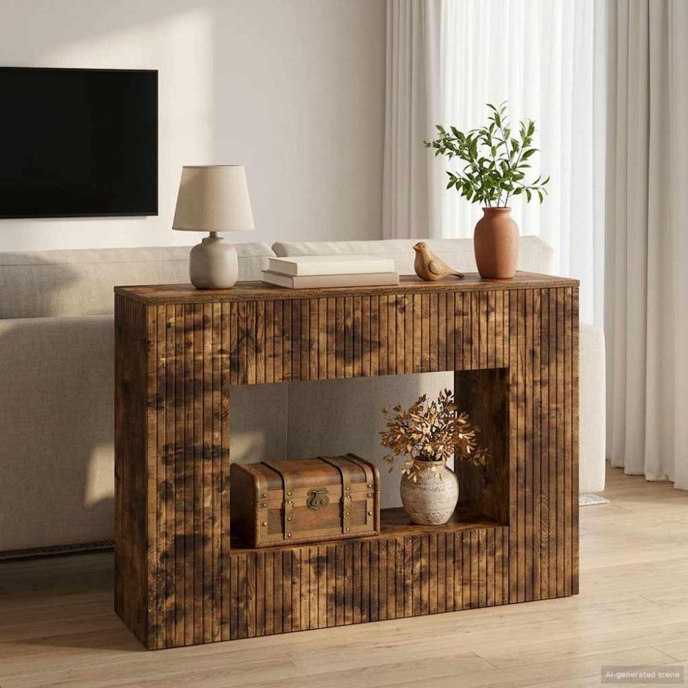 vidaXL Konsolbord Randig Rökt Ek 101 x 29 x 74 cm Konstruerat trä