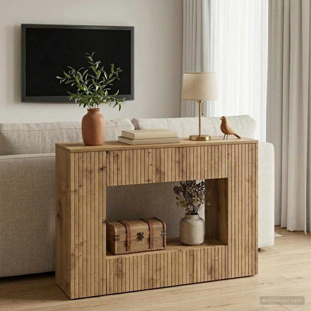 vidaXL Konsolbord Randig Artisan Ek 101 x 29 x 74 cm Konstruerat trä