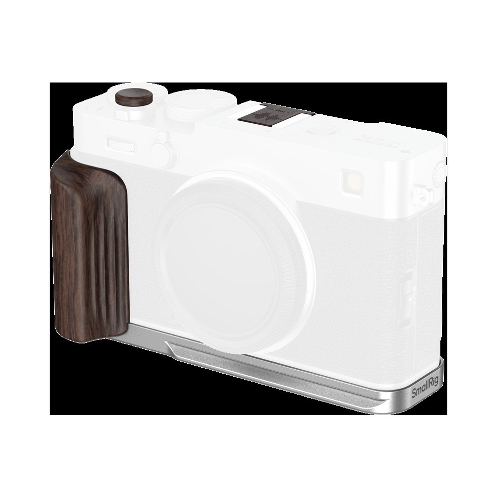 SMALLRIG SmallRig 6236 L-Shaped Mount Plate with Wooden Handle for FUJIFILM X-E5 (Ebony, Silver)