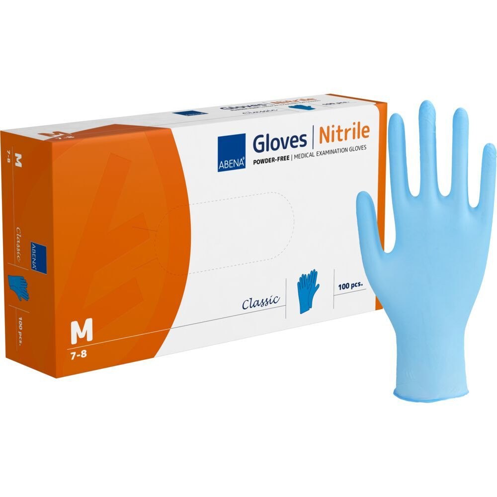 Abena Undersökningshandske, ABENA Classic, M, blå, nitril, puderfr...