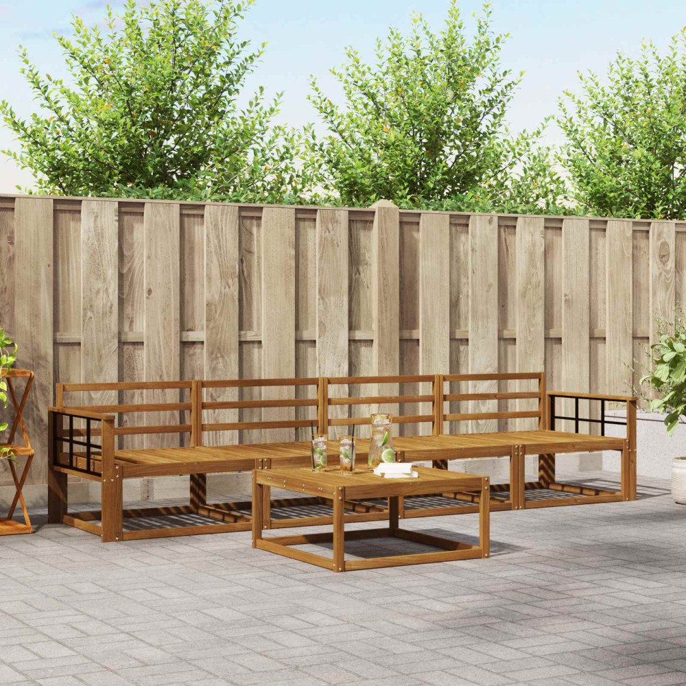 vidaXL Utomhussoffset 5 pcs Naturfärg Massivt Akaciaträ