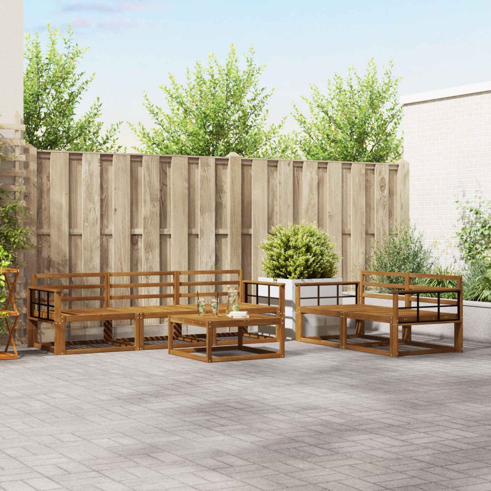 vidaXL Utomhussoffset 6 pcs Naturfärg Massivt Akaciaträ