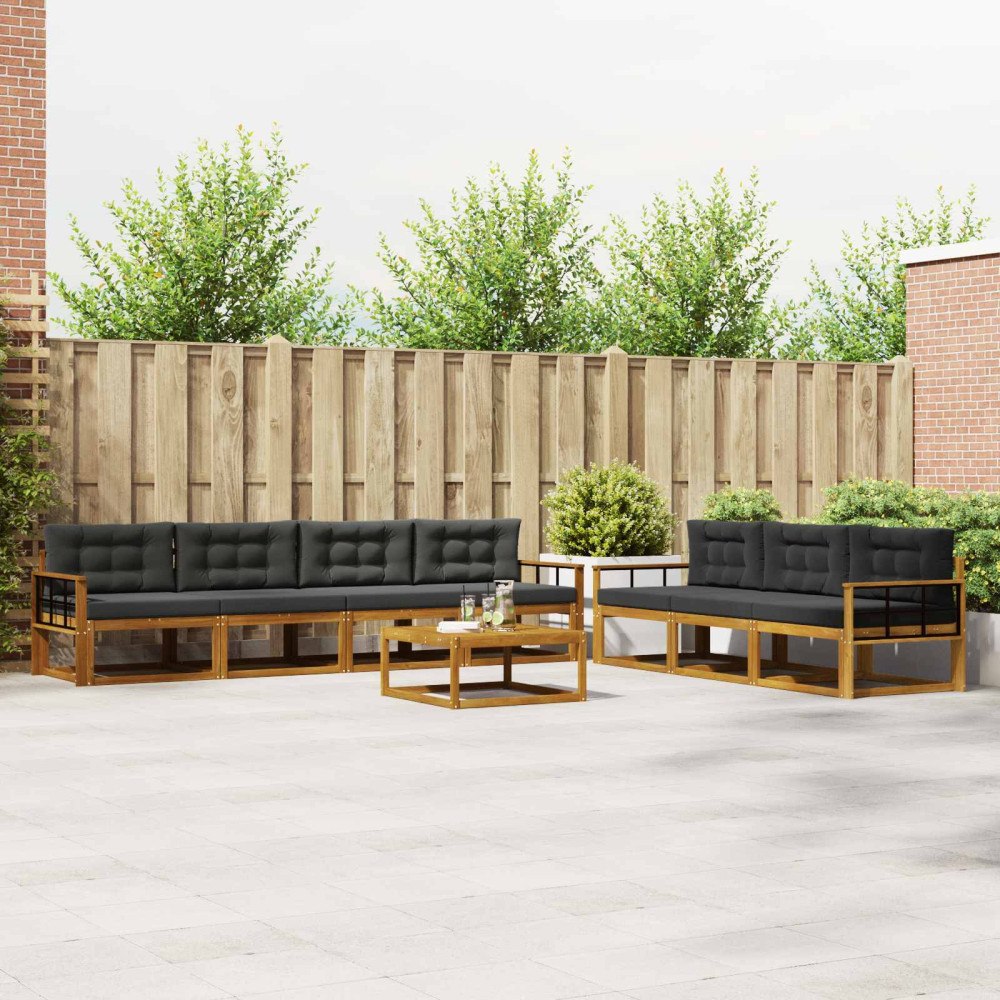 vidaXL Utomhussoffset med kudde 8 pcs Naturlig och Antracit