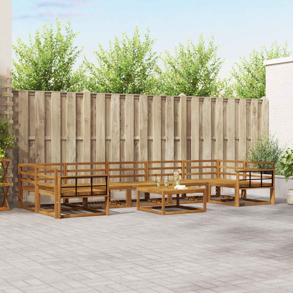 vidaXL Utomhussoffset 8 pcs Naturfärg Massivt Akaciaträ