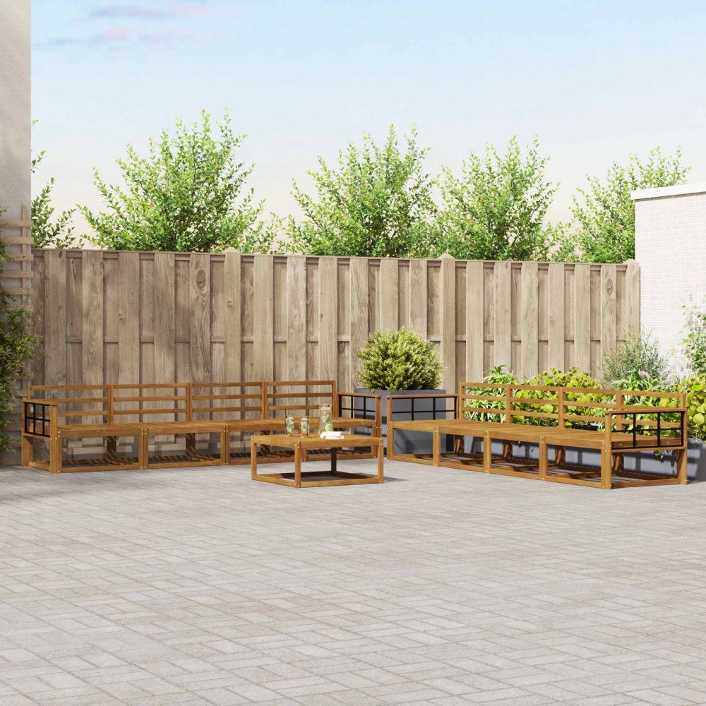 vidaXL Utomhussoffset 9 pcs Naturfärg Massivt Akaciaträ