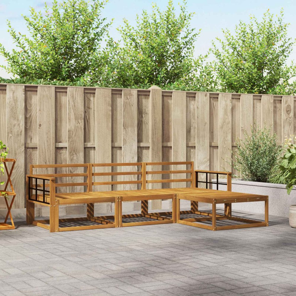 vidaXL Utomhussoffset 4 pcs Naturfärg Massivt Akaciaträ