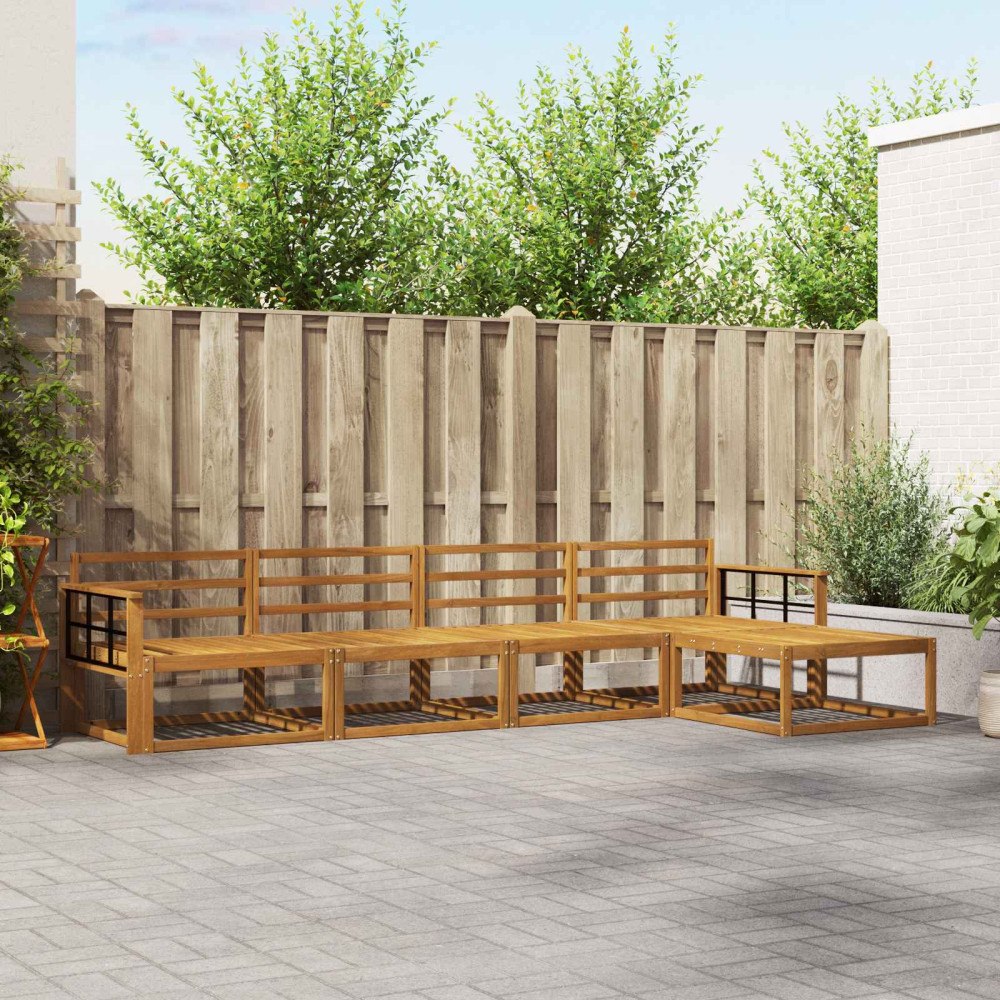 vidaXL Utomhussoffset 5 pcs Naturfärg Massivt Akaciaträ