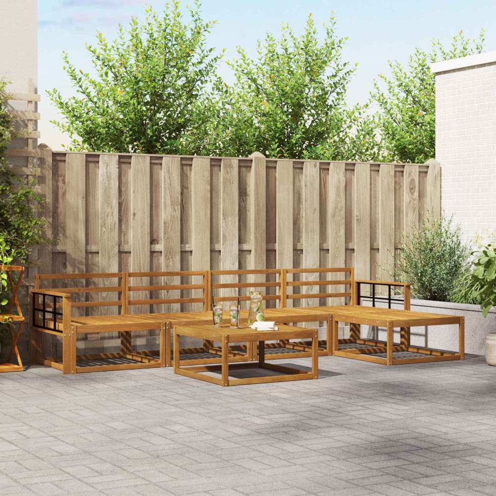 vidaXL Utomhussoffset 6 pcs Naturfärg Massivt Akaciaträ