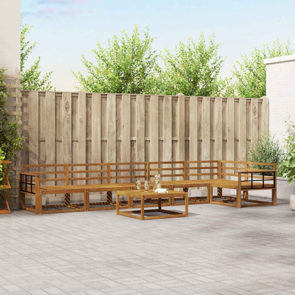 vidaXL Utomhussoffset 7 pcs Naturfärg Massivt Akaciaträ