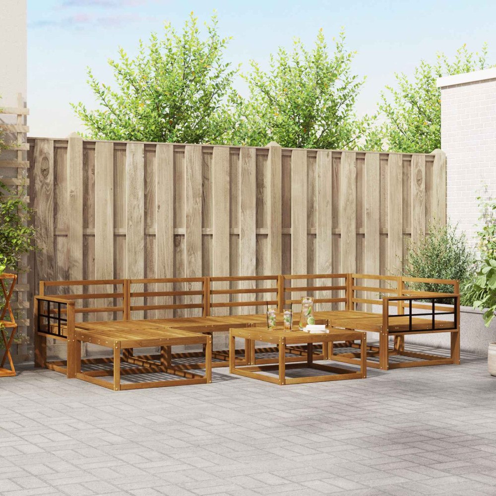 vidaXL Utomhussoffset 7 pcs Naturfärg Massivt Akaciaträ