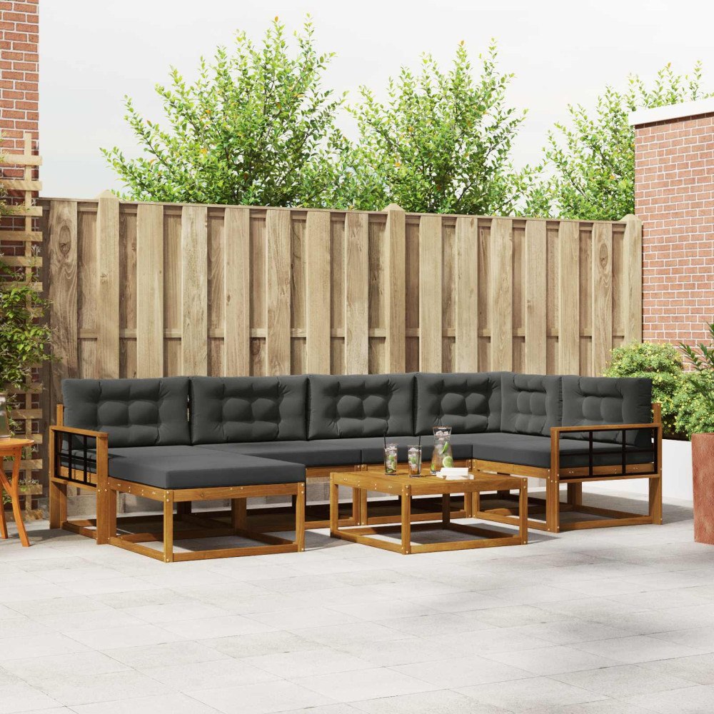 vidaXL Utomhussoffset med kudde 7 pcs Naturlig och Antracit