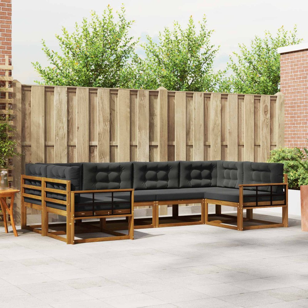 vidaXL Utomhussoffset med kudde 6 pcs Naturlig och Antracit