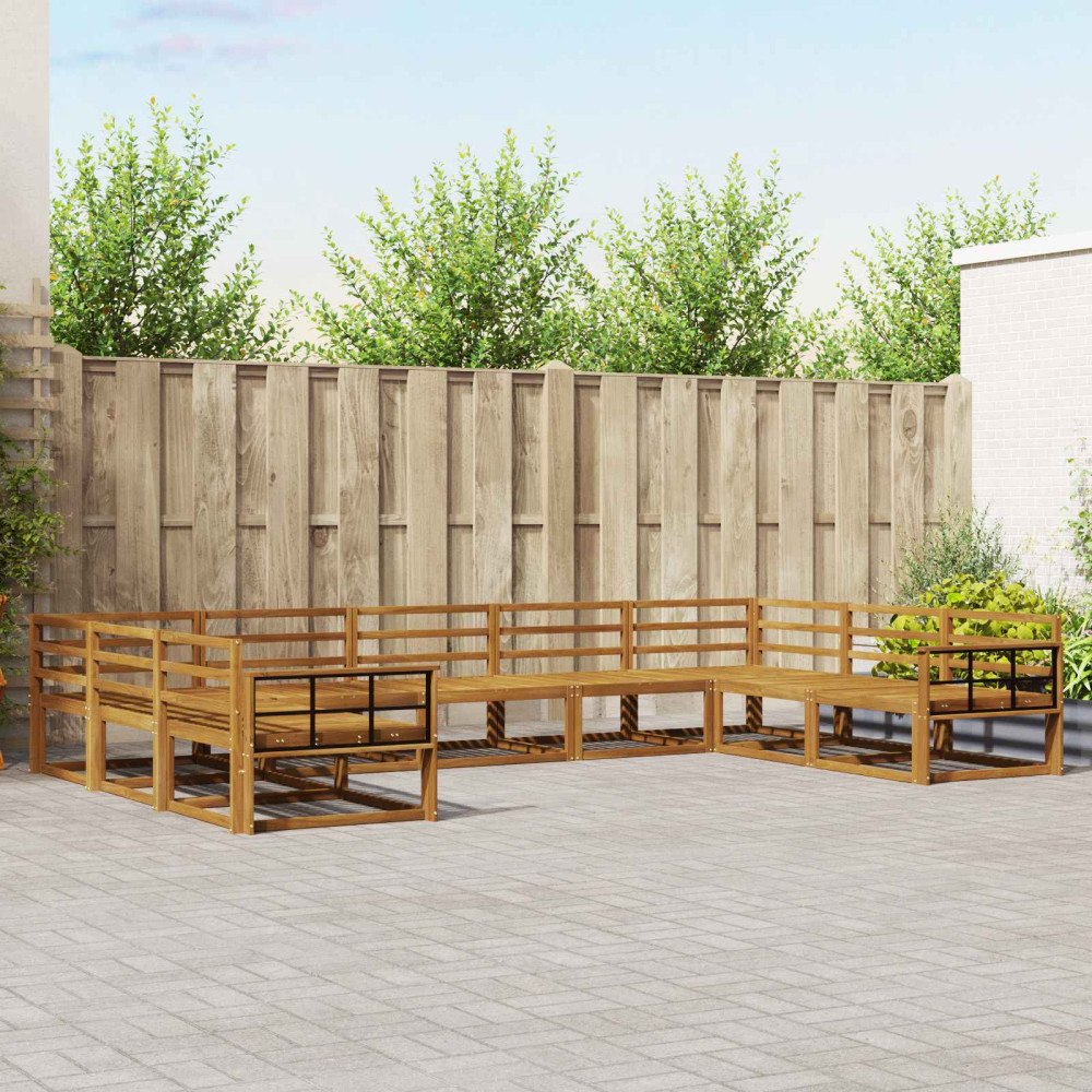 vidaXL Utomhussoffset 9 pcs Naturfärg Massivt Akaciaträ