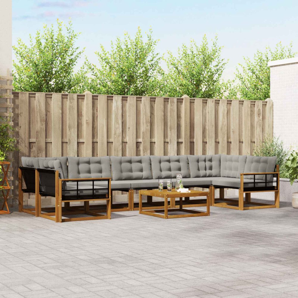 vidaXL Utomhussoffset med kudde 8 pcs Naturlig och Ljus Grå