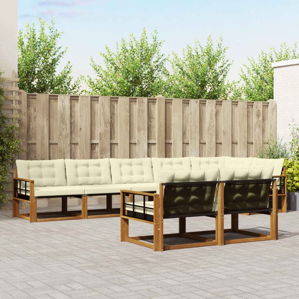 vidaXL Utomhussoffset med kudde 8 pcs Naturlig och Grädde