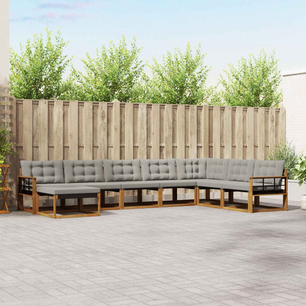 vidaXL Utomhussoffset med kudde 8 pcs Naturlig och Ljus Grå