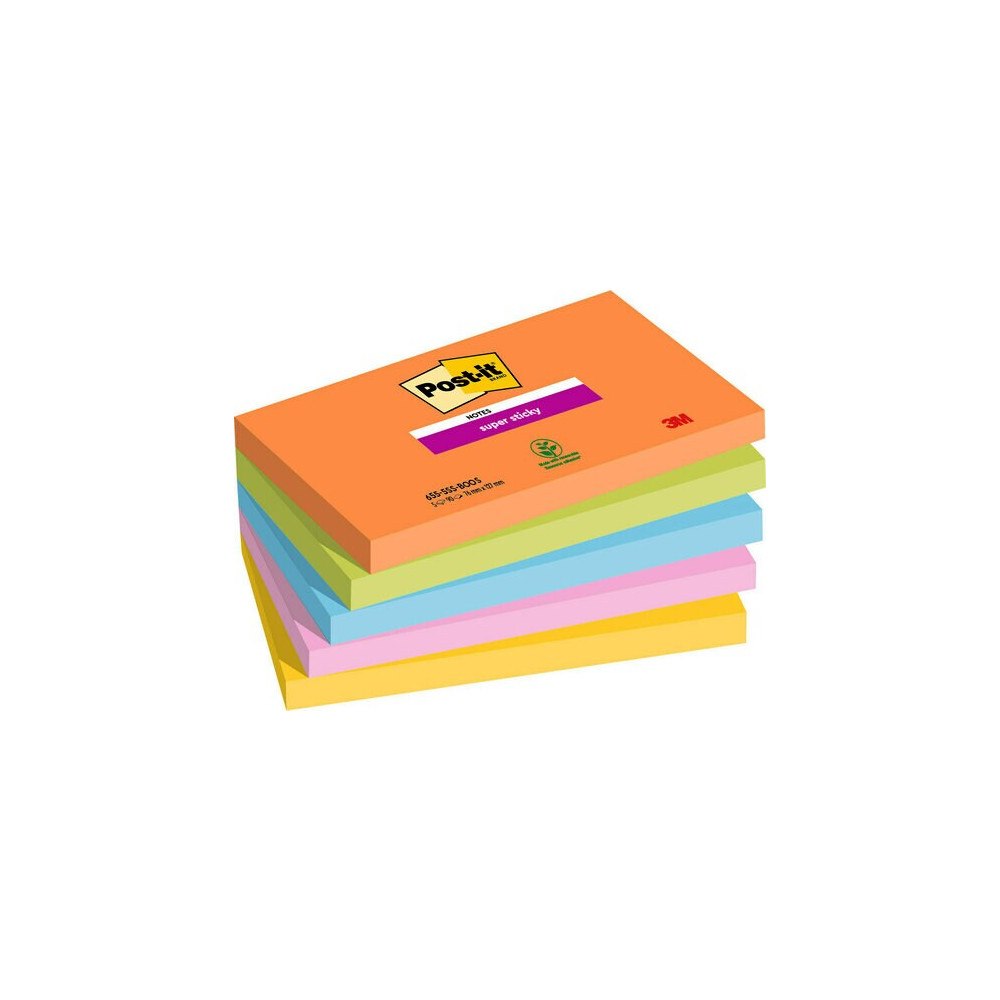 3M Post-It 7100258793, Rektangel, Blå, Grön, Orange, Rosa, Gul,...