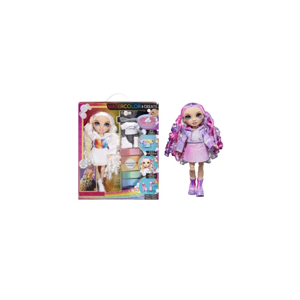 MGA Entertainment Rainbow High WaterColor & Create Dolls- Purple Eyes, Modedoc...