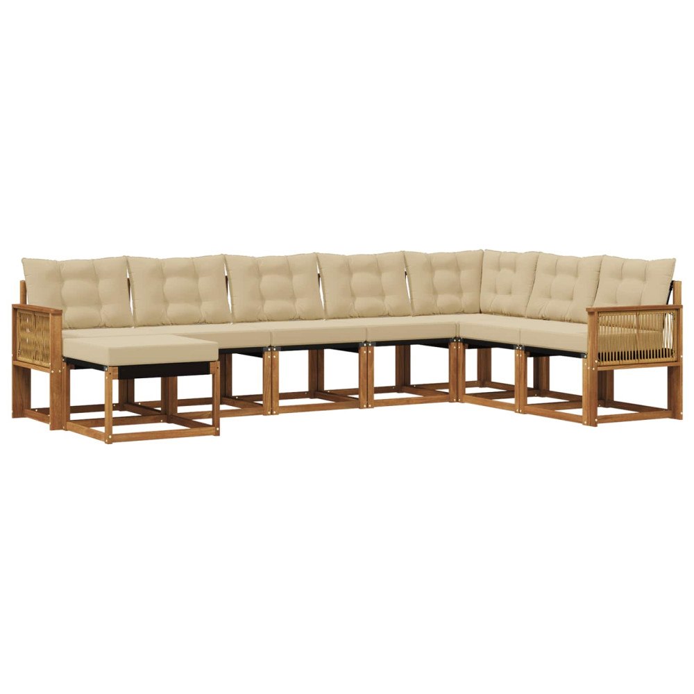 vidaXL Utomhussoffset 8 st Naturlig och Beige
