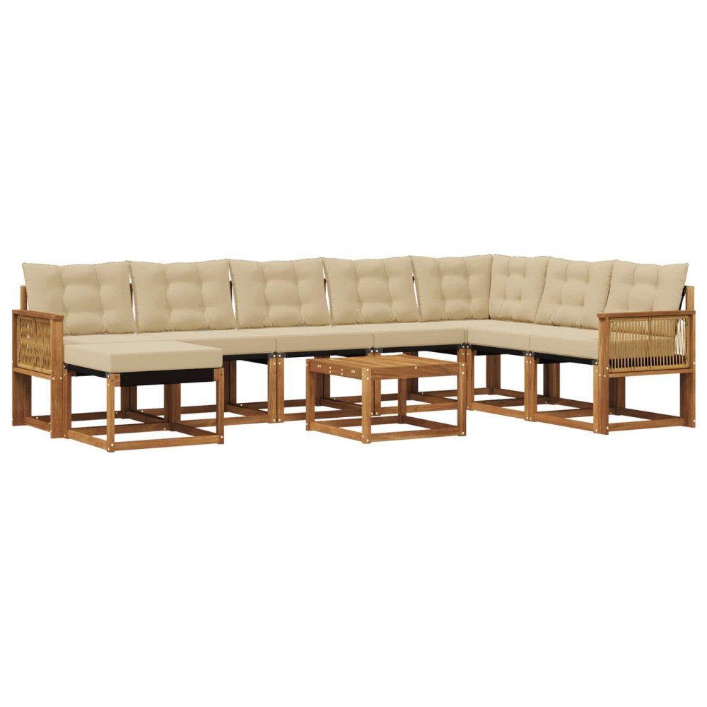 vidaXL Utomhussoffset 9 st Naturlig och Beige
