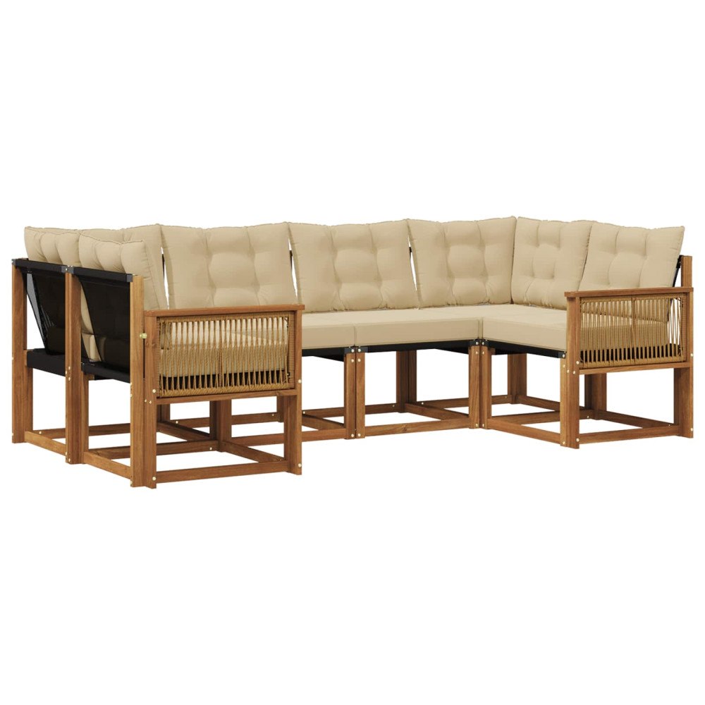 vidaXL Utomhussoffset 6 st Naturlig och Beige