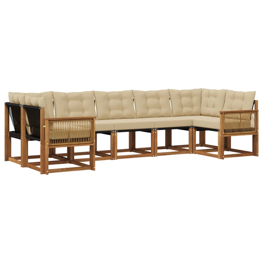 vidaXL Utomhussoffset 7 st Naturlig och Beige