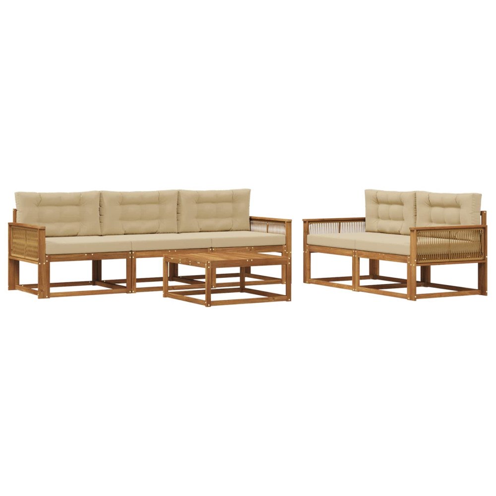 vidaXL Utomhussoffset 6 st Naturlig och Beige