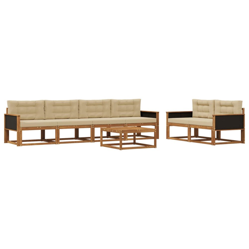vidaXL Utomhussoffset 7 st Naturlig och Beige