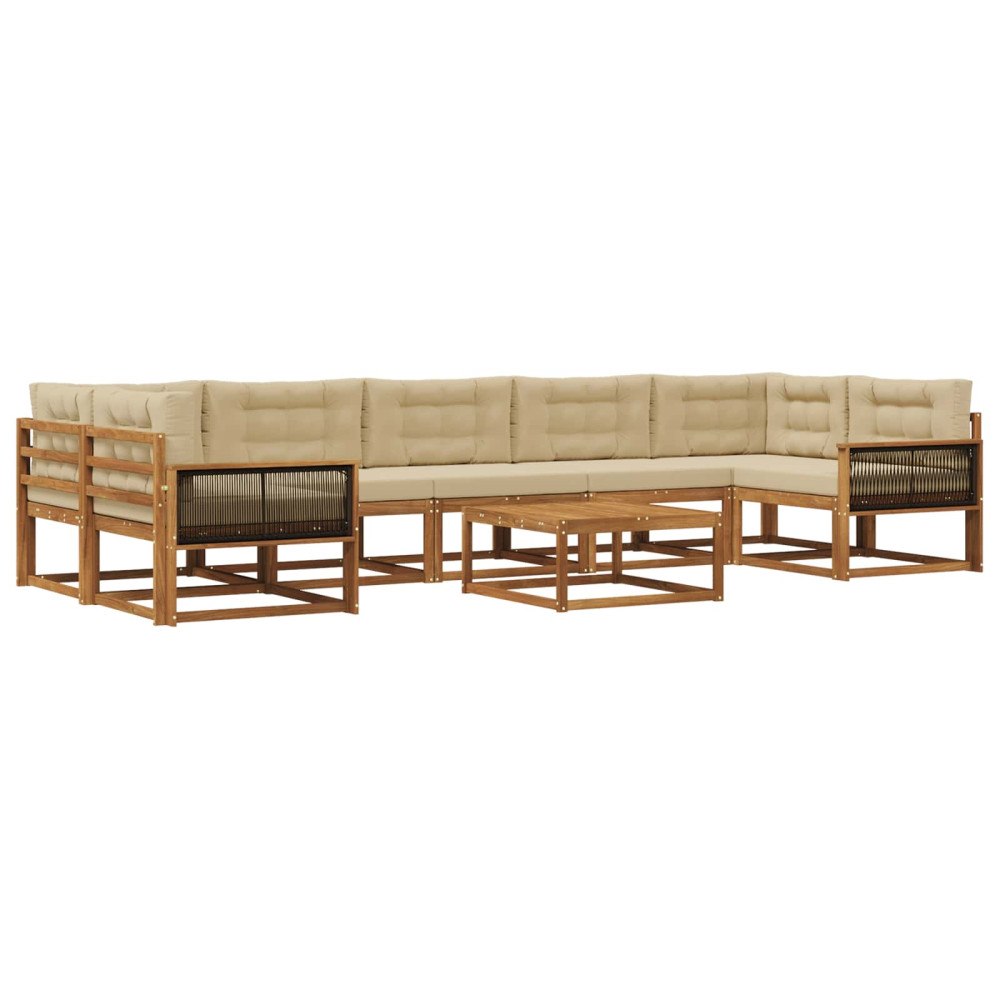 vidaXL Utomhussoffset 8 st Naturlig och Beige