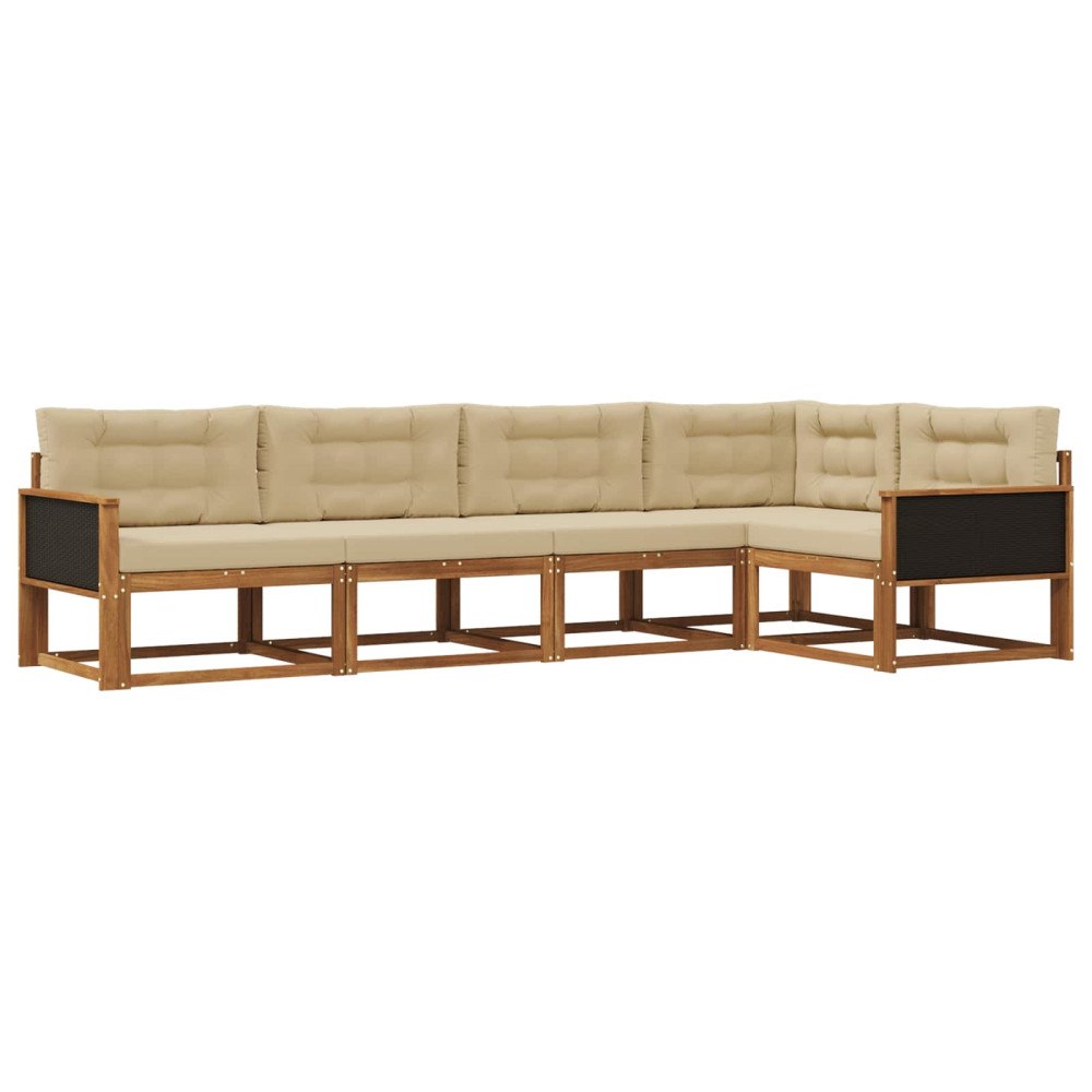vidaXL Utomhussoffset 5 st Naturlig och Beige