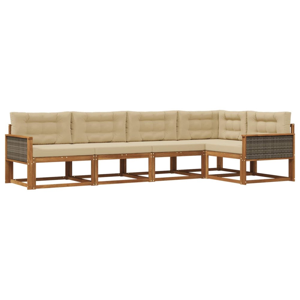 vidaXL Utomhussoffset 5 st Naturlig och Beige