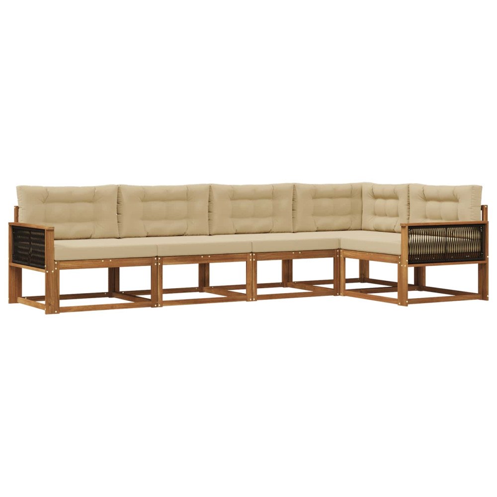 vidaXL Utomhussoffset 5 st Naturlig och Beige