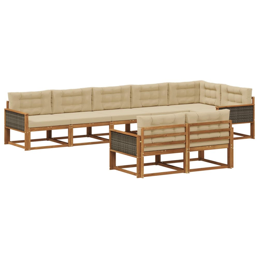 vidaXL Utomhussoffset 8 st Naturlig och Beige